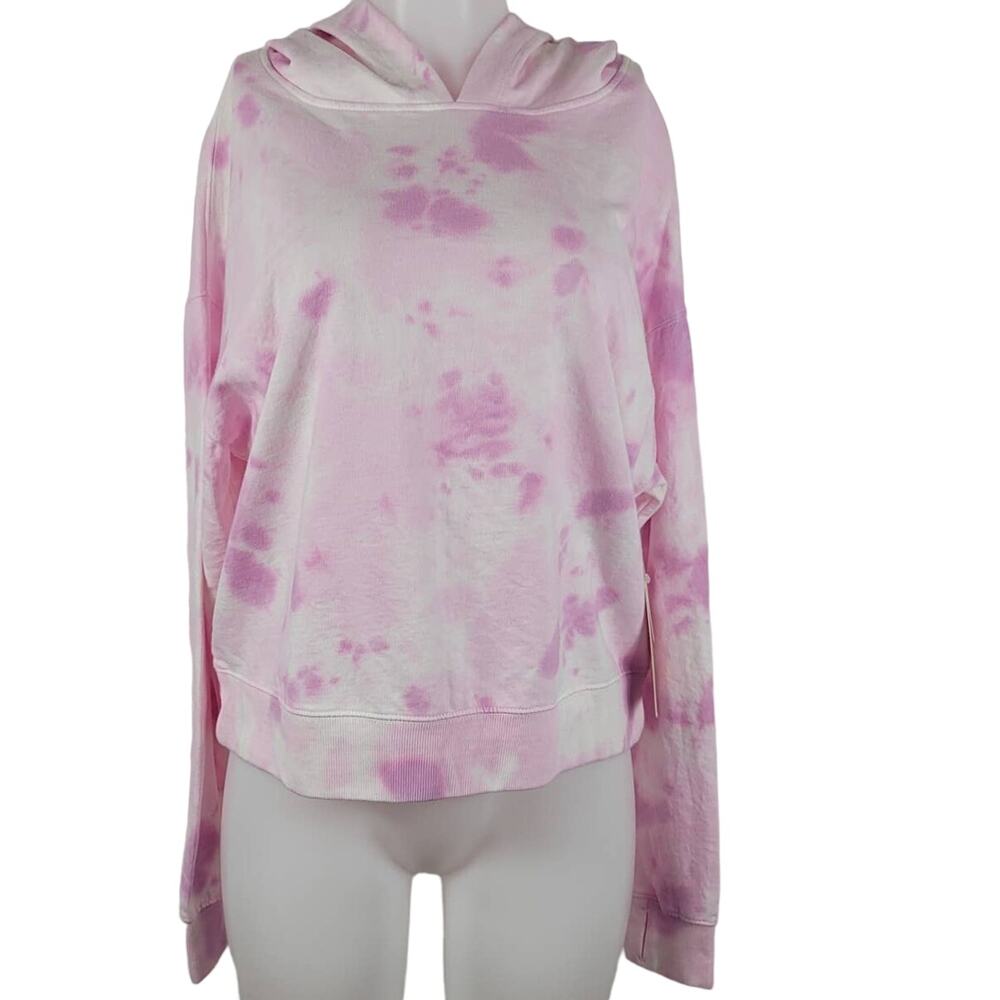 Danskin Tie Dye Orchid Glaze Lightweight Long Sleeve Hooded Sweatshirt L NWT